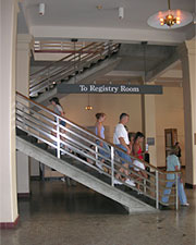 The stairs to the Registry Room